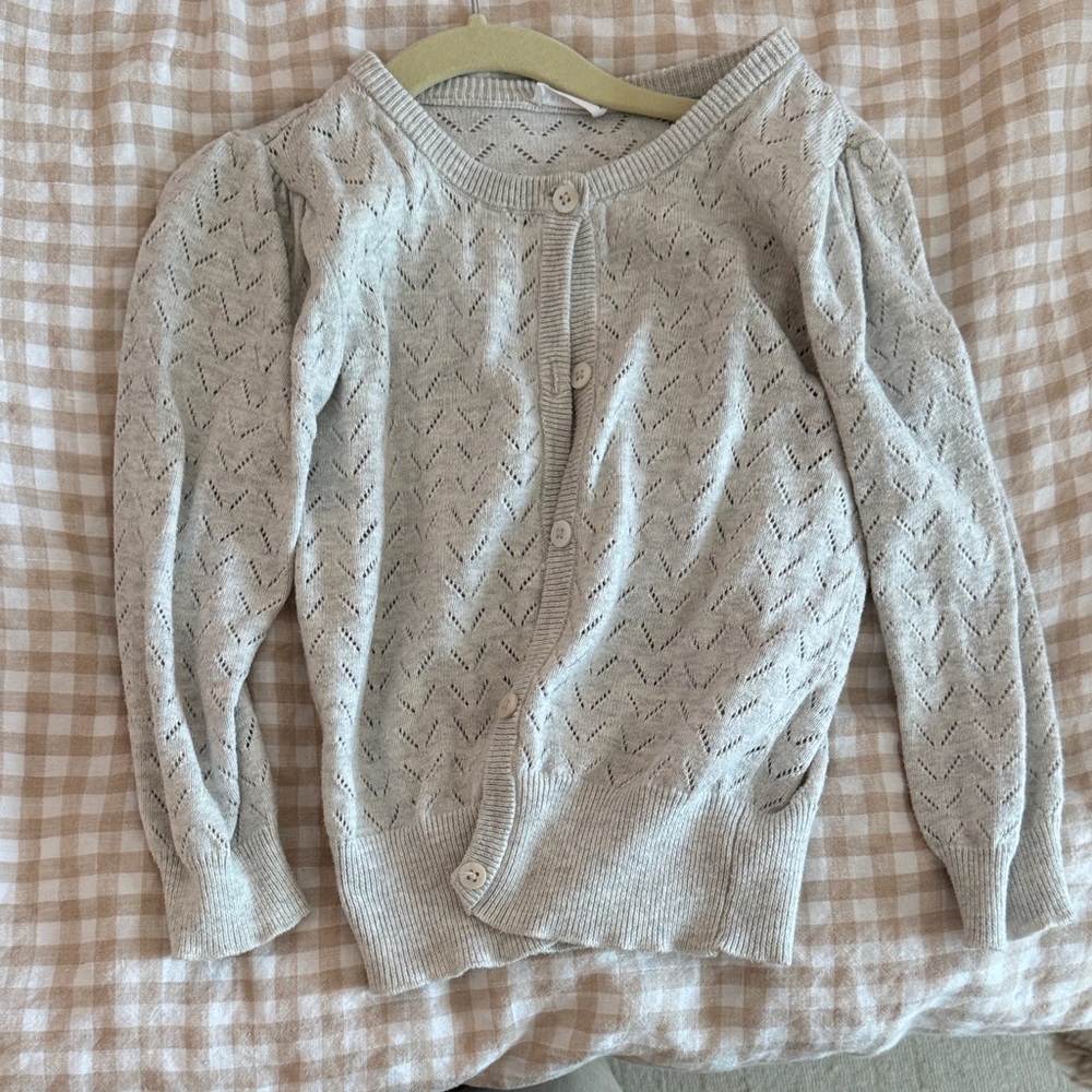 Jamie Kay Light Gray Eyelet Knit Cardigan